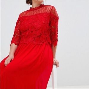 ASOS Little Mistress Plus lace top midi dress